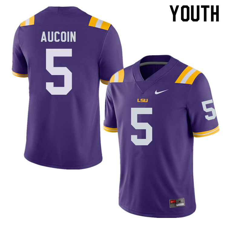 Youth #5 Alex Aucoin LSU Tigers College Football Jerseys Sale-Purple